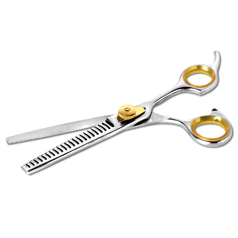 Sharf Professional Thinning Shears: Sharp 440C Japanese Steel Chunkers, 6.5" 22-Teeth Gold Touch Dog Grooming Scissors with Easy Grip Handles - Image 2